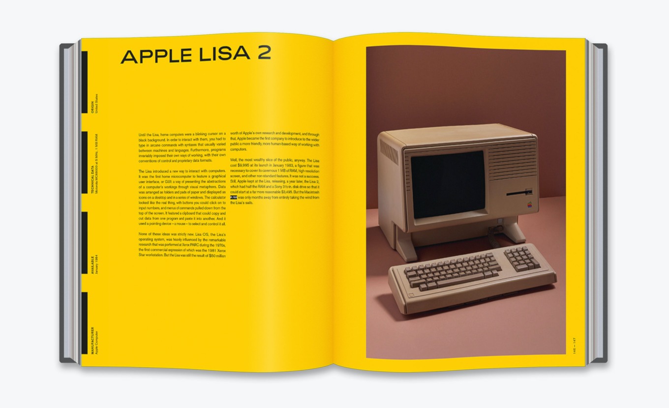 A photograph of a spread about the Apple Lisa